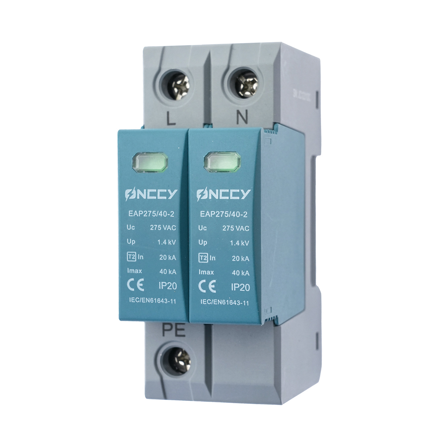 PARAFOUDRE AC 275V 40KA 2 POLES IP20